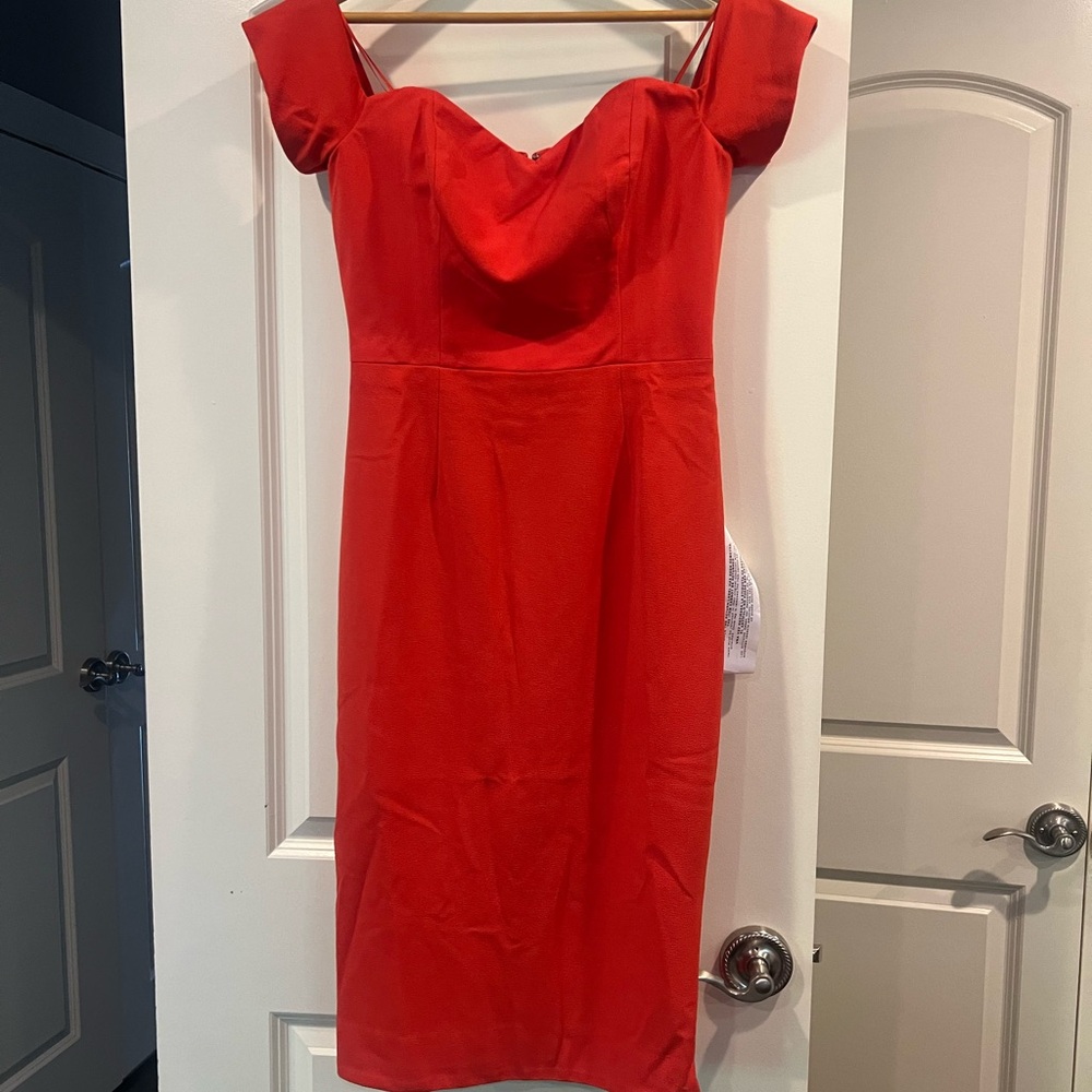 Dress the Population Orange midi dress